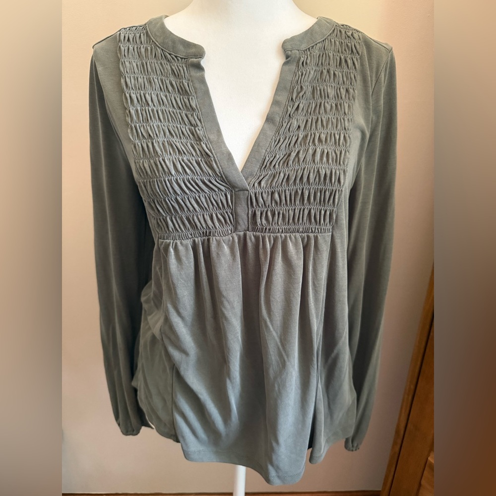 Sage Green  V-Neck Blouse